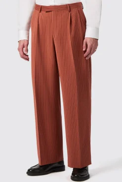 Trousers·Casual Trousers|Twisted Tailor Cortese Oversized Burnt Orange Pinstripe Trousers