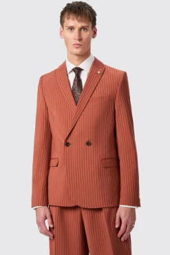 Occasion·Autumn Suits|Occasion·Back To It|Twisted Tailor Cortese Oversized Burnt Orange Pinstripe Suit
