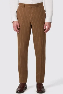 Trousers·Party Trousers|Twisted Tailor Cuttel Slim Fit Brown Pinstripe Trousers