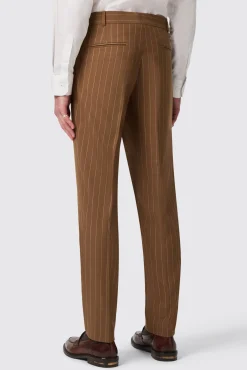 Trousers·Party Trousers|Twisted Tailor Cuttel Slim Fit Brown Pinstripe Trousers