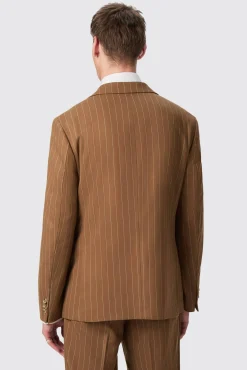 Style·2 Piece Suits|Occasion·Wedding Suits|Twisted Tailor Cuttel Slim Fit Brown Pinstripe Suit