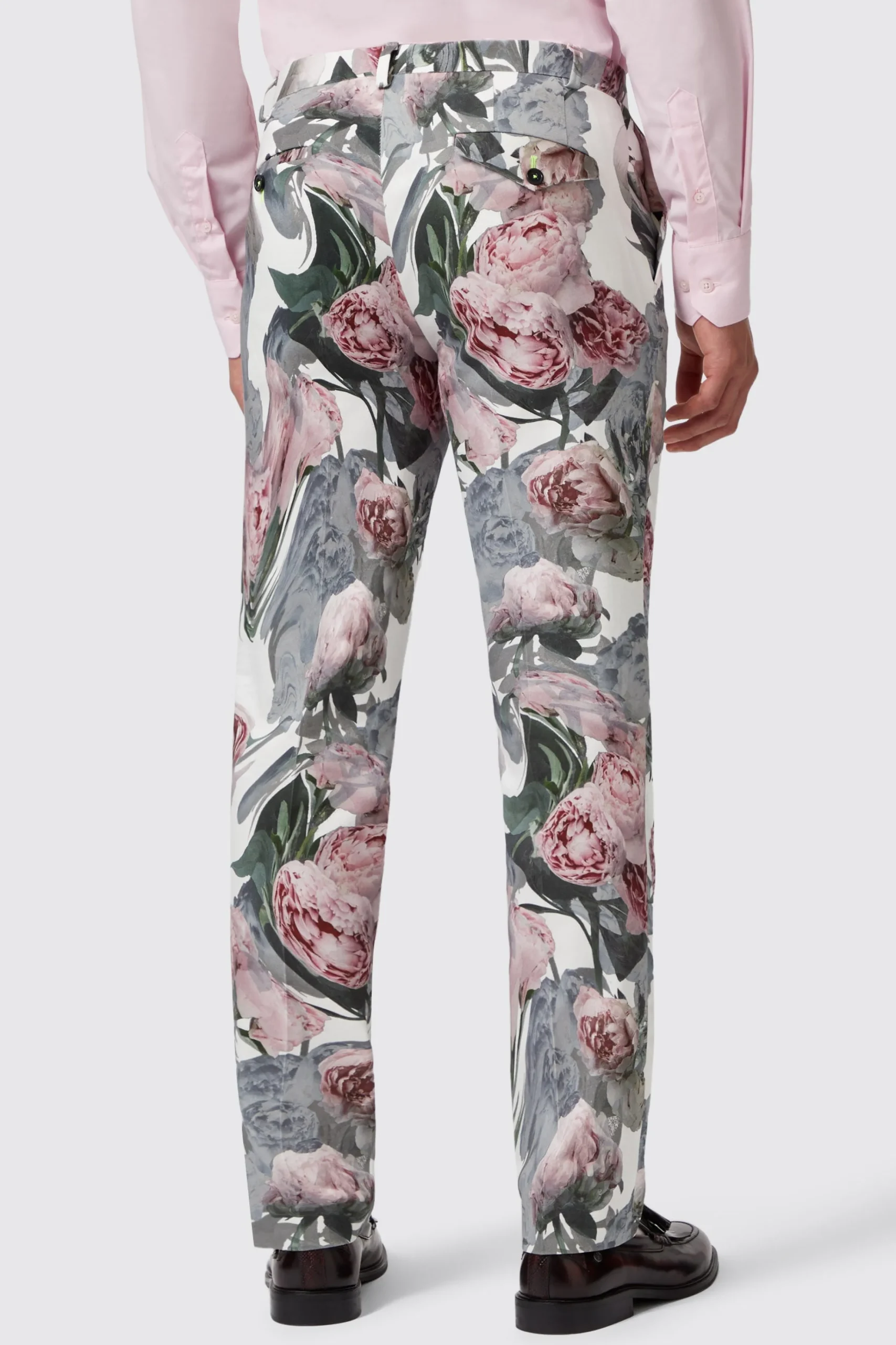 Trousers·Party Trousers|Trousers·Floral Trousers|Twisted Tailor Dali Skinny Fit White Cotton Floral Trousers