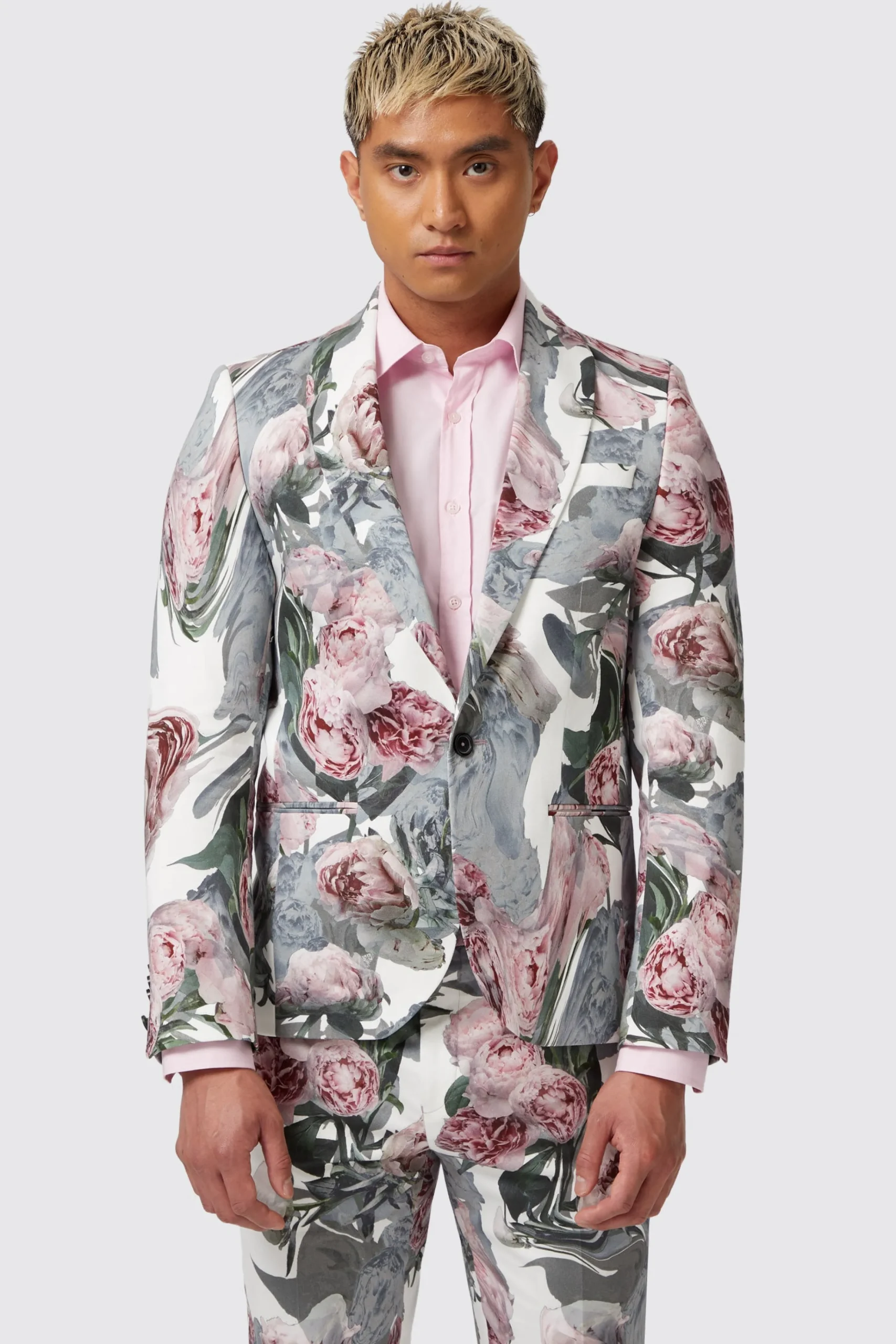 Style·Floral Suits|Style·Bold Prints|Twisted Tailor Dali Skinny Fit White Cotton Floral Suit