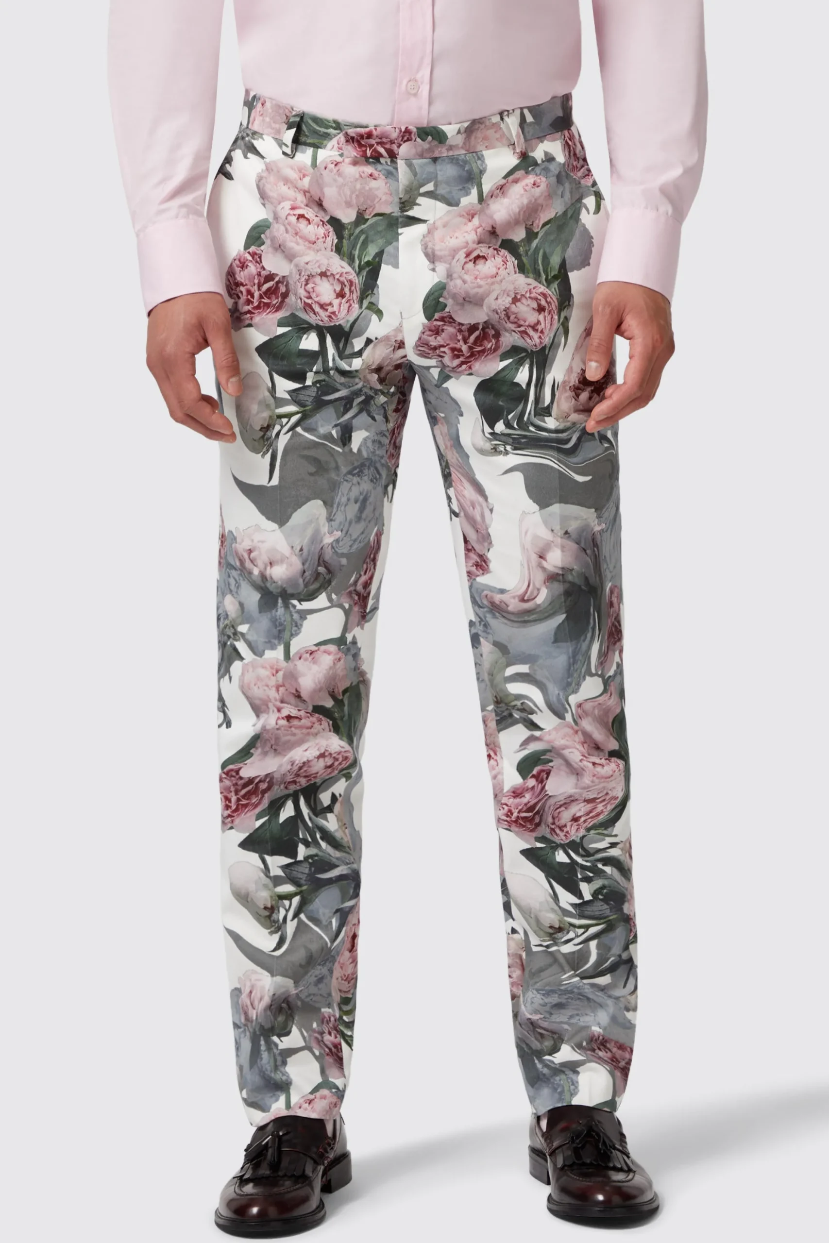 Style·Floral Suits|Style·Bold Prints|Twisted Tailor Dali Skinny Fit White Cotton Floral Suit