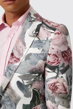 Style·Floral Suits|Style·Bold Prints|Twisted Tailor Dali Skinny Fit White Cotton Floral Suit