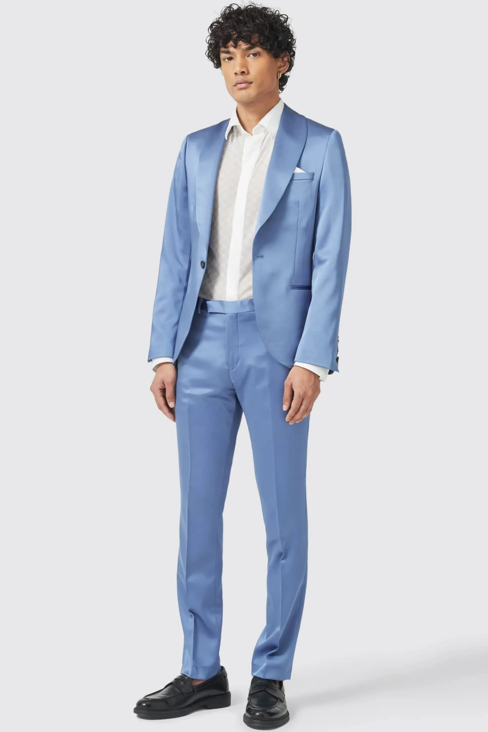 Style·Plain Suits|Style·2 Piece Suits|Twisted Tailor Draco Skinny Fit Blue Sateen Suit
