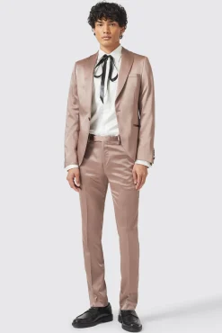 Style·Plain Suits|Style·2 Piece Suits|Twisted Tailor Draco Skinny Fit Rose Gold Sateen Suit