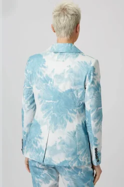 Woman|Twisted Tailor Dresden Skinny Fit Blue Floral Cotton Jacket