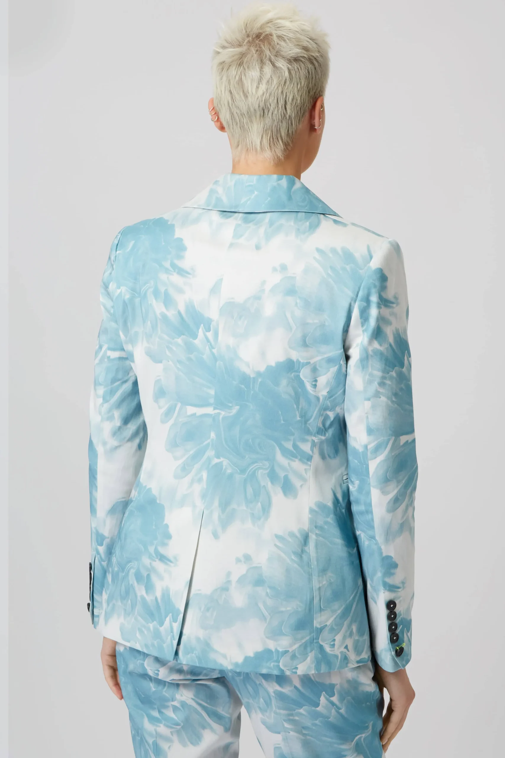 Woman|Twisted Tailor Dresden Skinny Fit Blue Floral Cotton Jacket