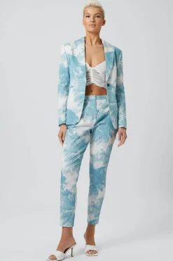 Woman|Twisted Tailor Dresden Skinny Fit Blue Floral Cotton Jacket