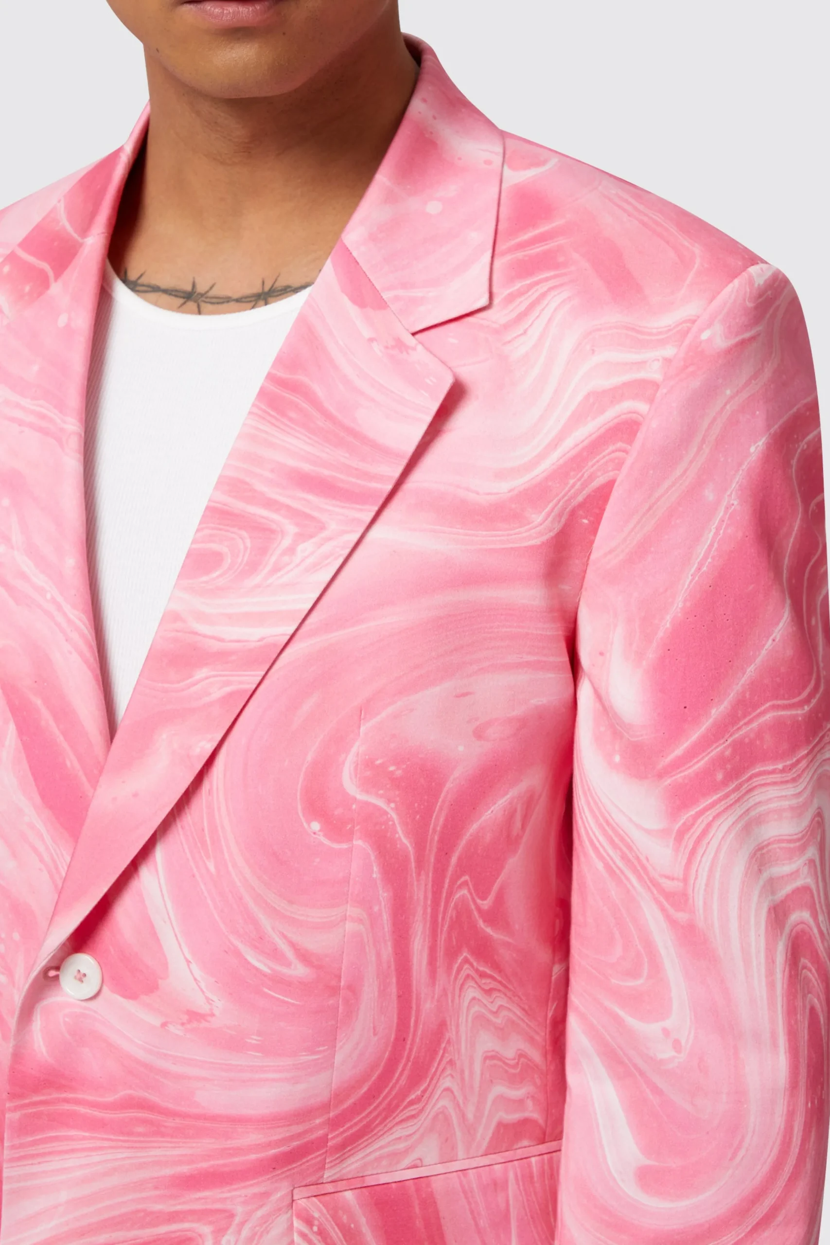 Unisex|Twisted Tailor Drogba Oversized Pink Abstract Cotton Jacket