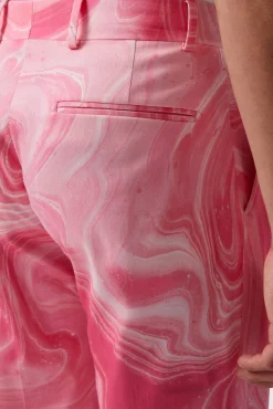 Unisex|Twisted Tailor Drogba Oversized Pink Abstract Cotton Trousers