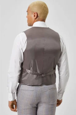 Waistcoats|Twisted Tailor Earlswood Slim Fit Grey Check Waistcoat