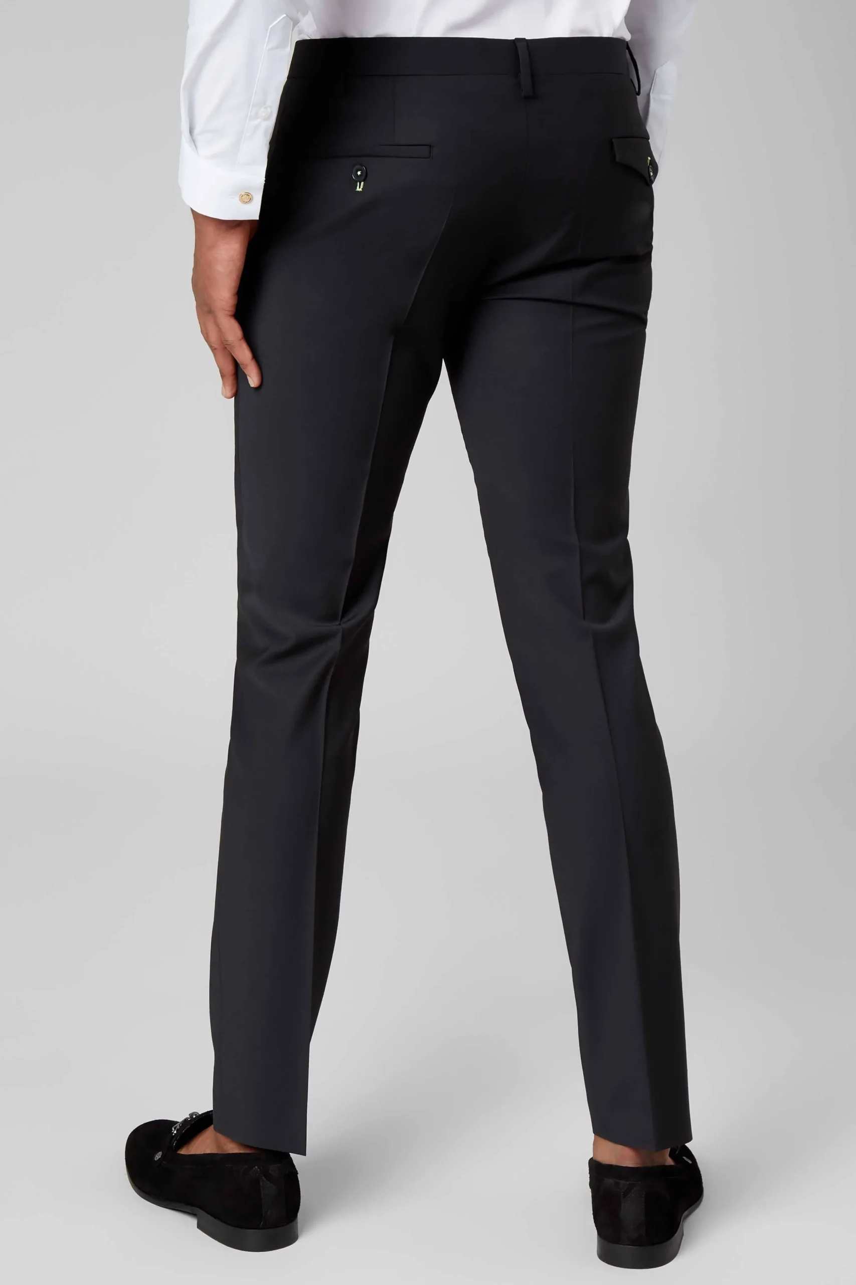 Trousers·Work Trousers|Twisted Tailor Ellroy Skinny Fit Black Wool Trousers