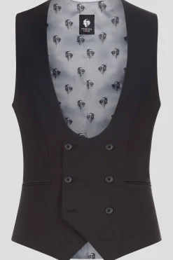 Waistcoats|Twisted Tailor Ellroy Skinny Fit Black Wool Waistcoat