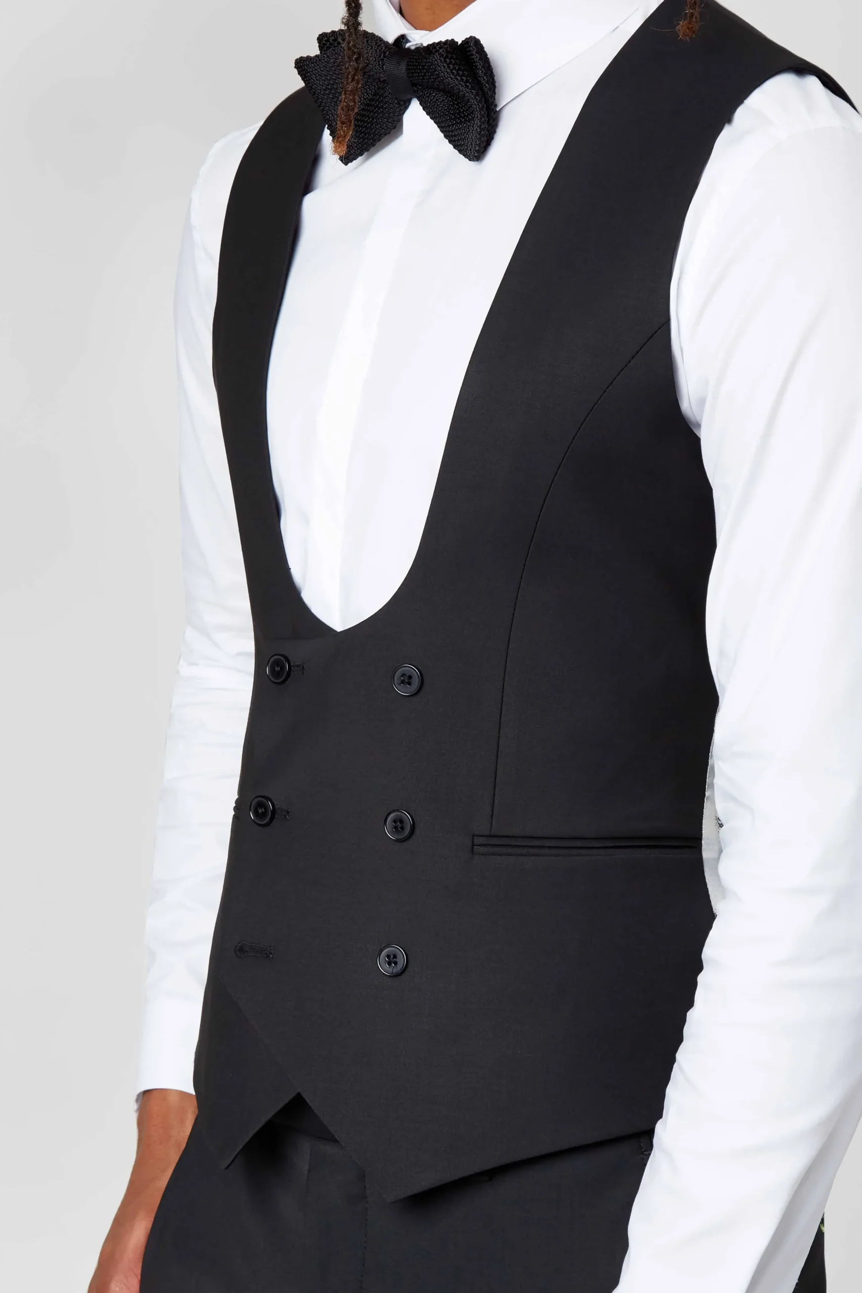Waistcoats|Twisted Tailor Ellroy Skinny Fit Black Wool Waistcoat