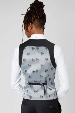 Waistcoats|Twisted Tailor Ellroy Skinny Fit Black Wool Waistcoat