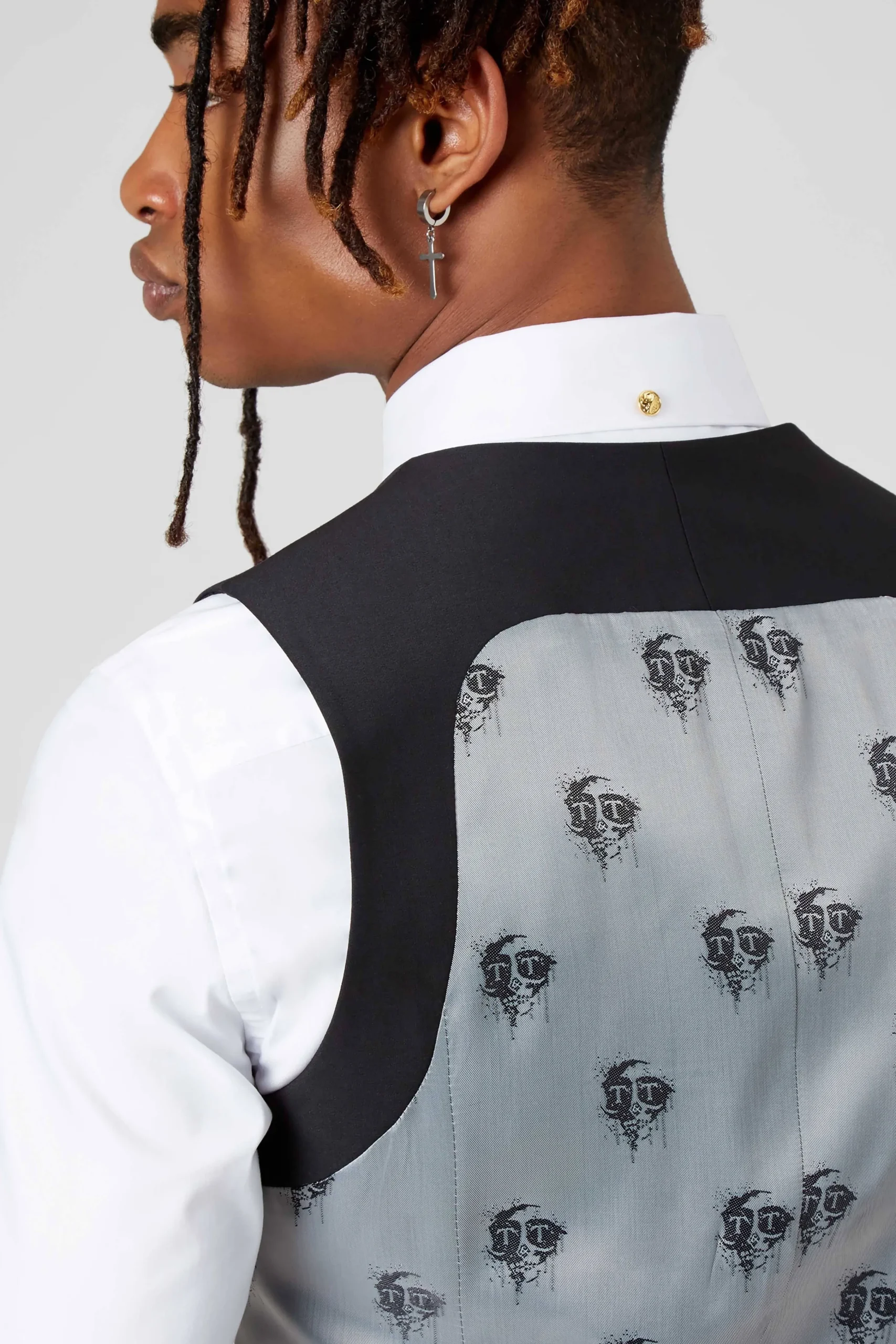 Waistcoats|Twisted Tailor Ellroy Skinny Fit Black Wool Waistcoat