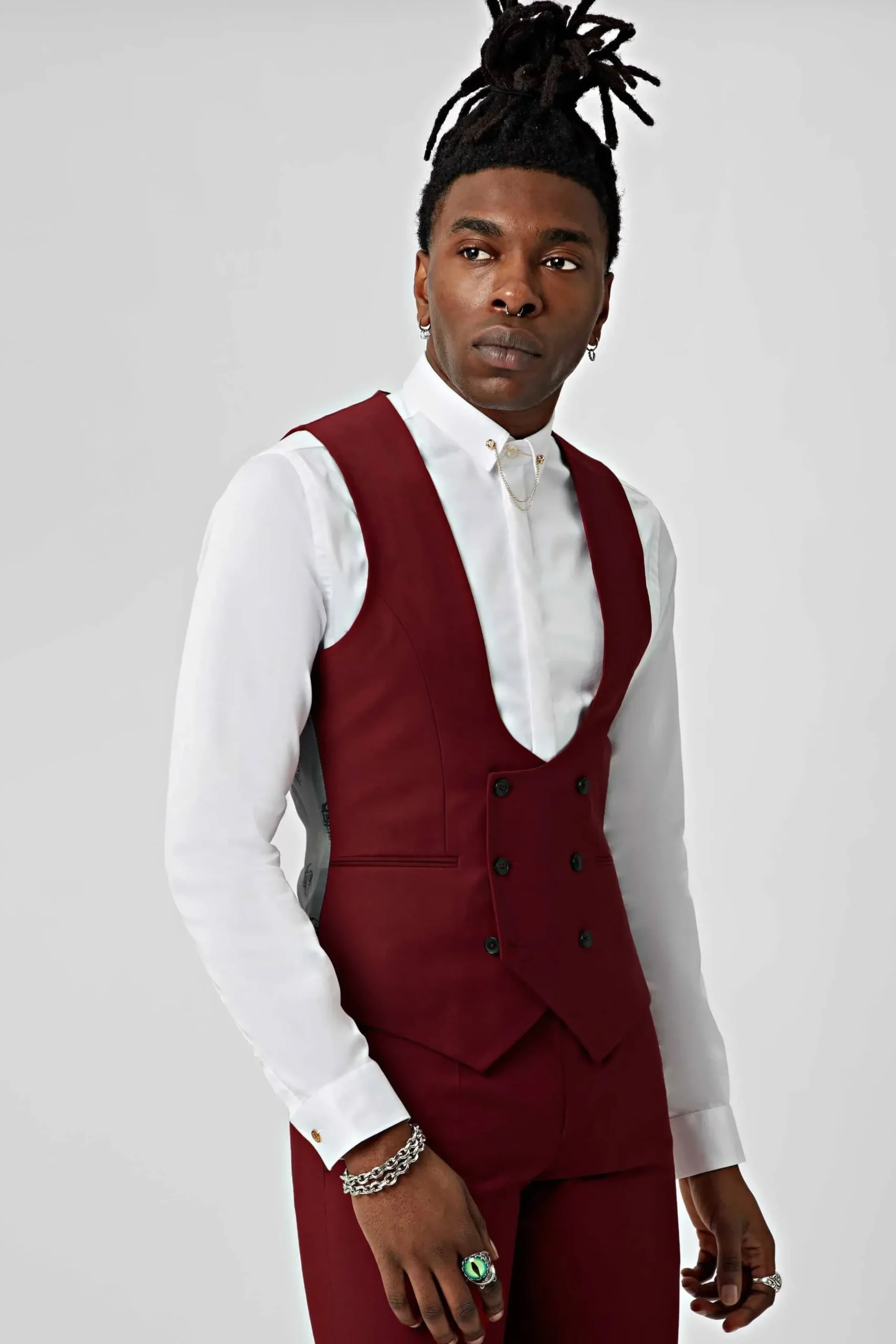 Waistcoats|Twisted Tailor Ellroy Skinny Fit Red Wool Waistcoat