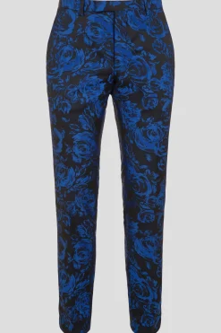 Trousers·Floral Trousers|Trousers·Party Trousers|Twisted Tailor Ersat Skinny Fit Blue Floral Tuxedo Trousers