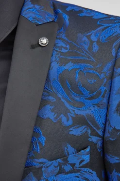Style·Floral Suits|Style·Bold Prints|Twisted Tailor Ersat Skinny Fit Blue Floral Tuxedo Suit