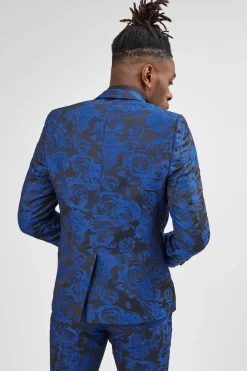 Jackets·Floral Jackets|Jackets·Party Jackets|Twisted Tailor Ersat Skinny Fit Blue Floral Tuxedo Jacket