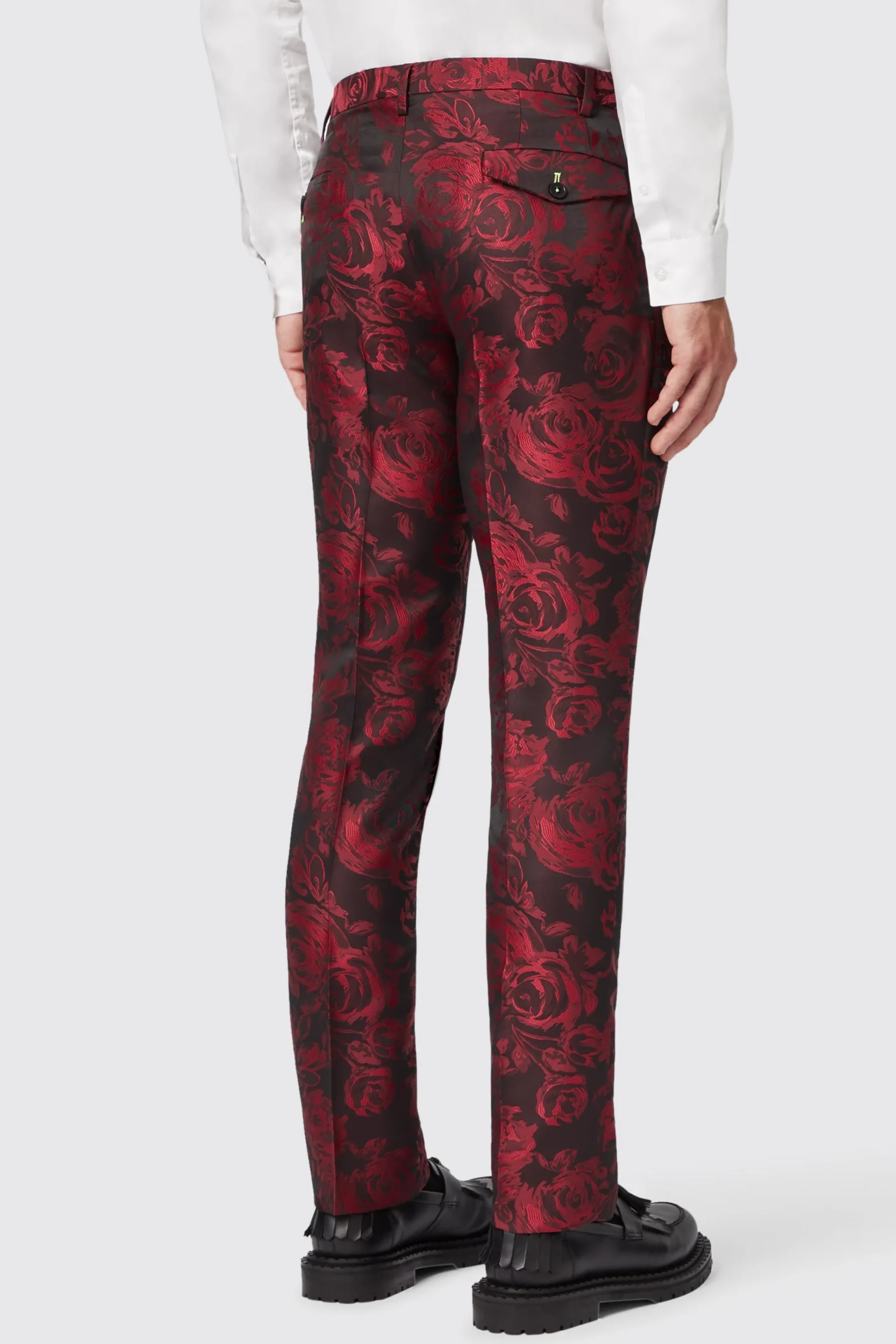 Style·Floral Suits|Style·2 Piece Suits|Twisted Tailor Ersat Skinny Fit Red Floral Jacquard Tuxedo