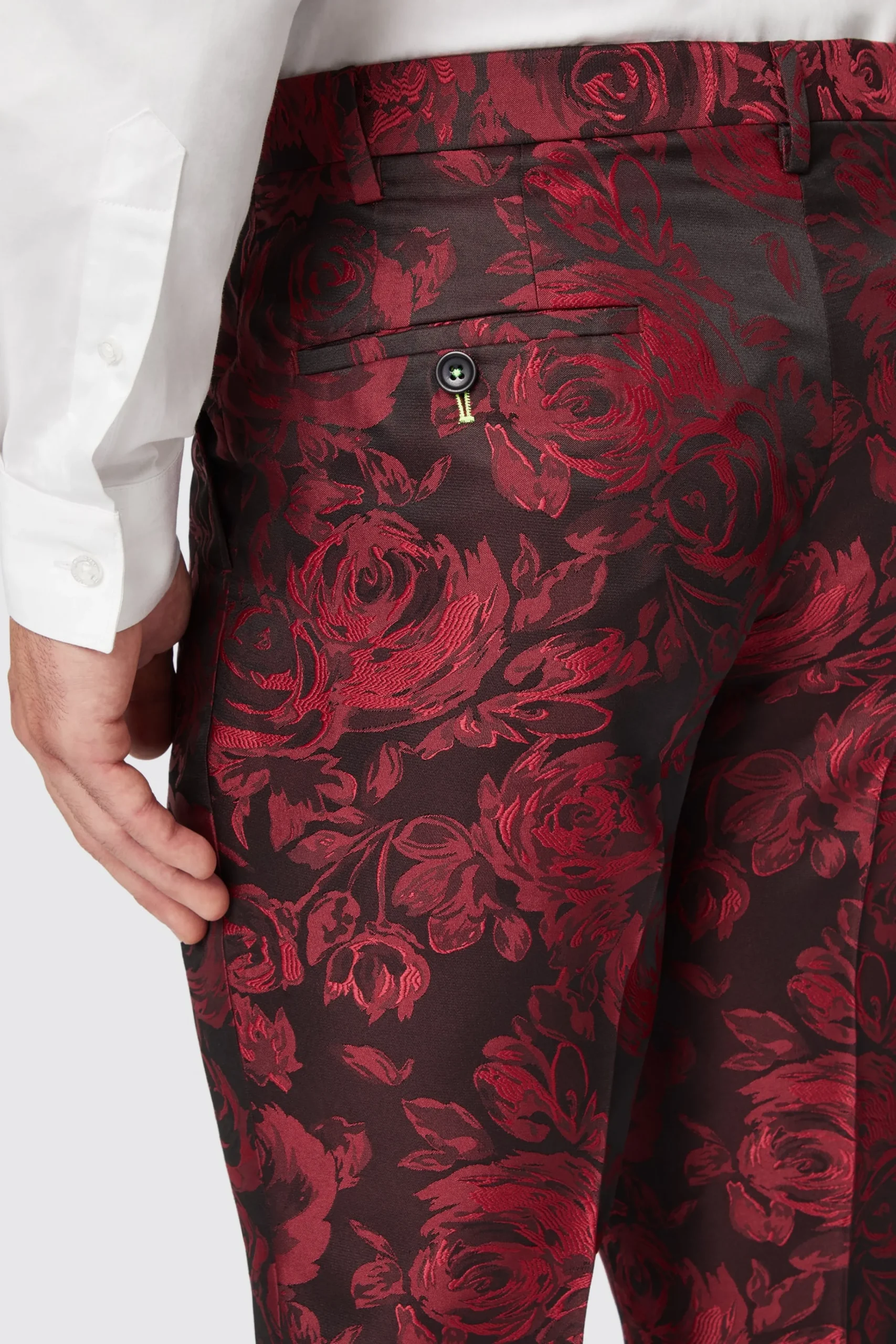 Style·Floral Suits|Style·2 Piece Suits|Twisted Tailor Ersat Skinny Fit Red Floral Jacquard Tuxedo