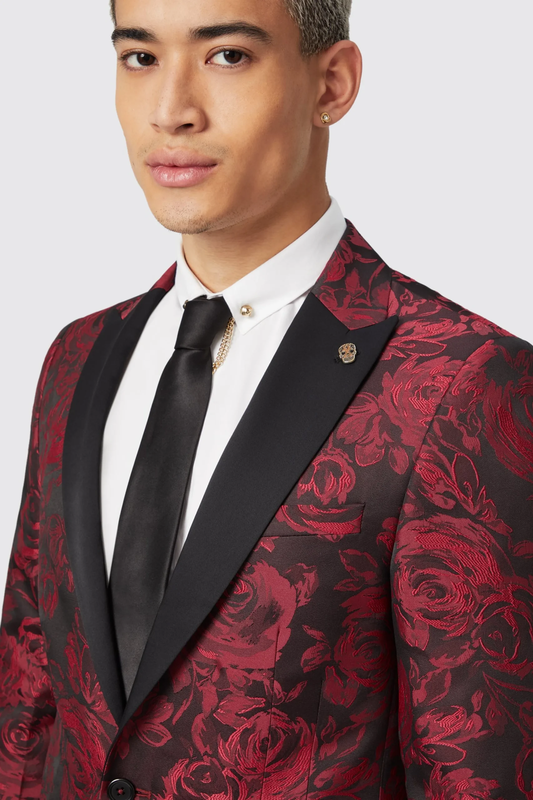 Jackets·Floral Jackets|Jackets·Party Jackets|Twisted Tailor Ersat Skinny Fit Red Floral Jacquard Tuxedo Jacket