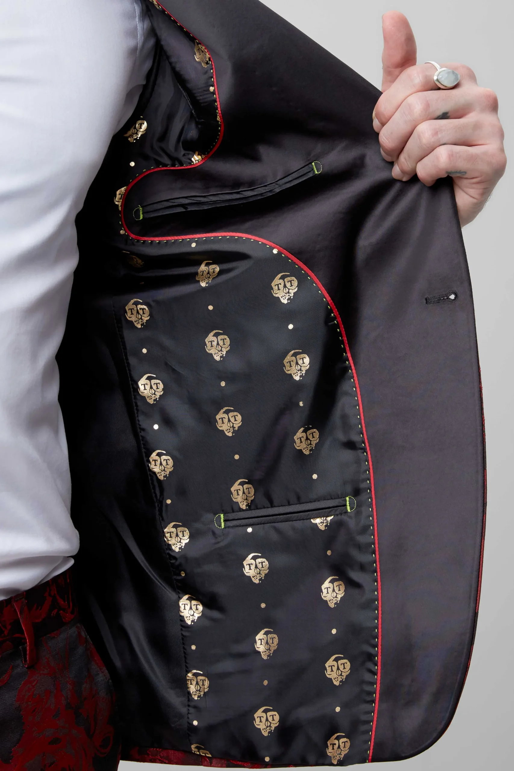 Jackets·Floral Jackets|Jackets·Party Jackets|Twisted Tailor Ersat Skinny Fit Red Floral Jacquard Tuxedo Jacket