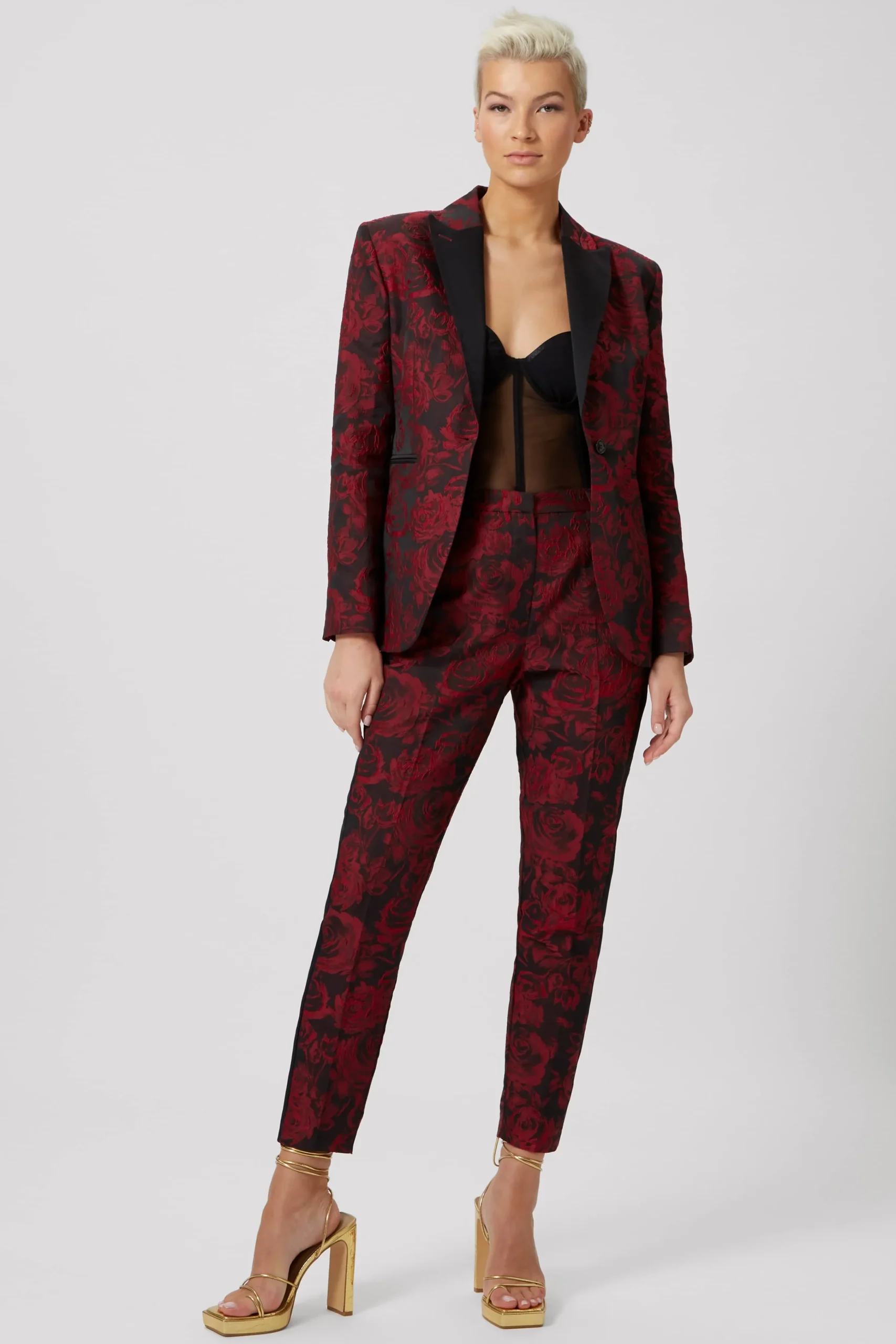 Woman|Style·Icons|Twisted Tailor Ersilia Skinny Fit Red Floral Suit