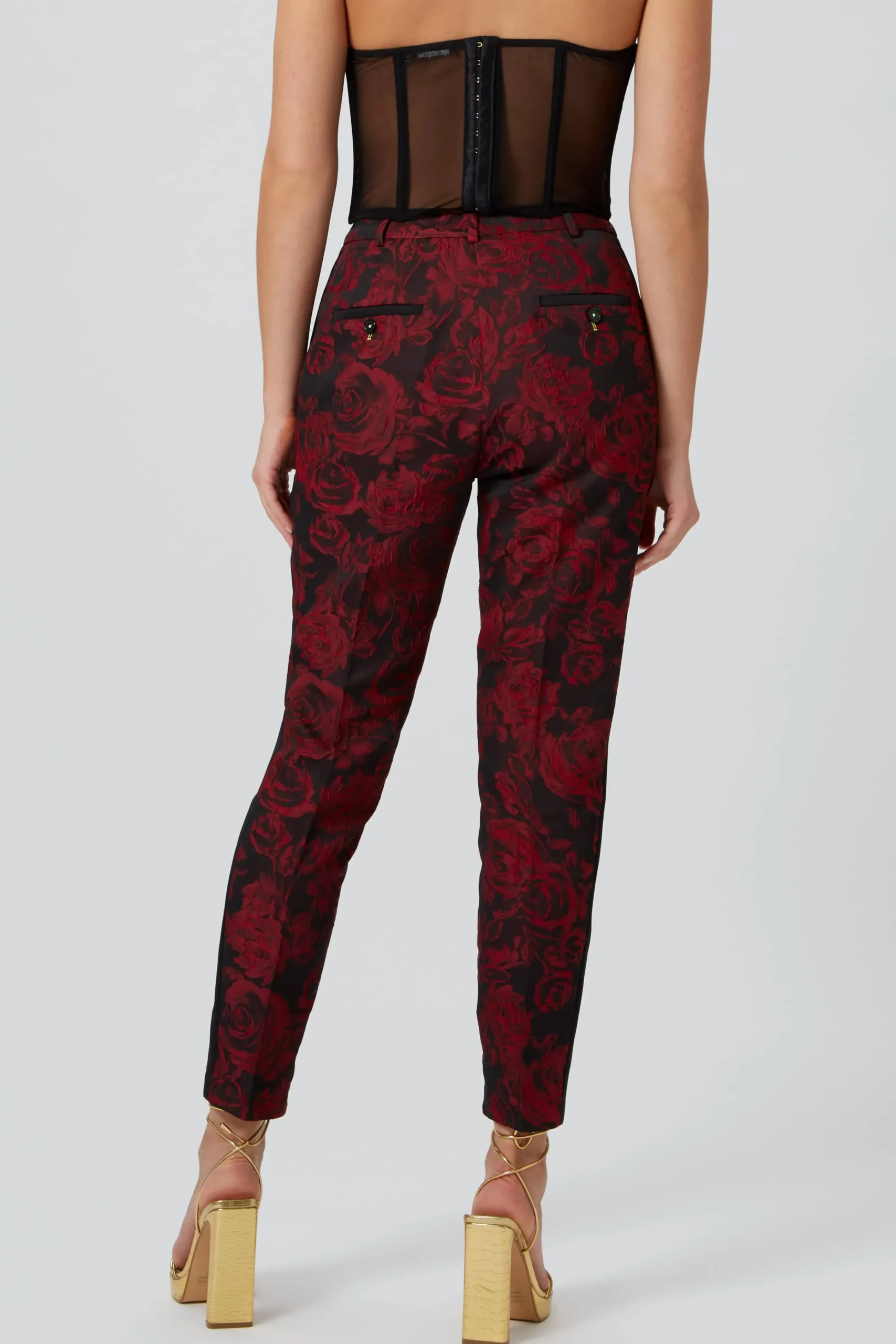 Woman|Twisted Tailor Ersilia Skinny Fit Red Floral Trousers