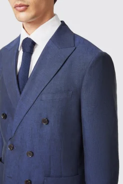 Jackets·Work Jackets|Twisted Tailor Fairmont Slim Fit Navy Double Breasted Linen Jacket