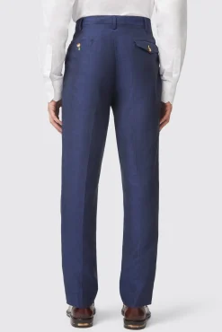 Trousers·Work Trousers|Twisted Tailor Fairmont Slim Fit Navy Linen Trousers