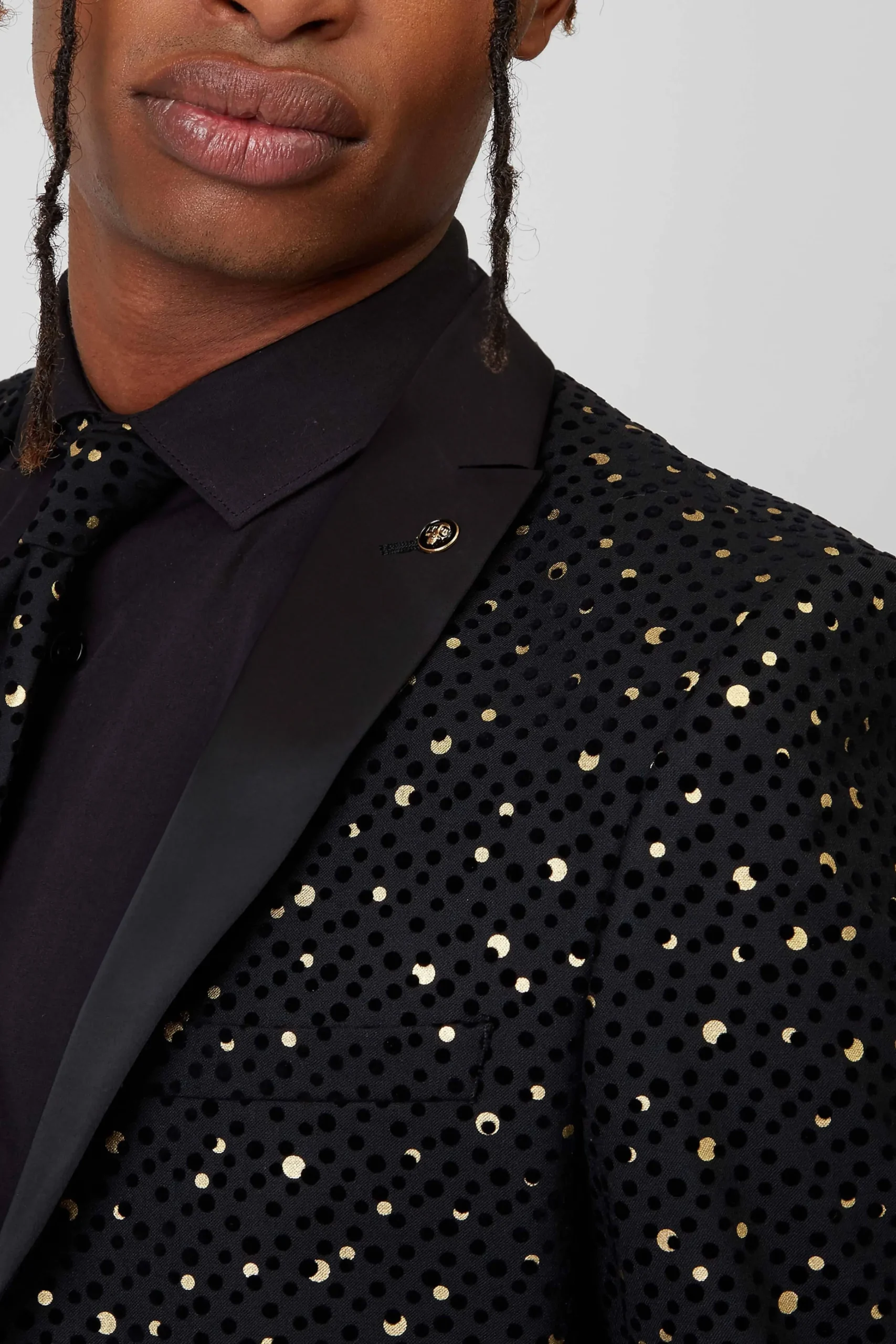 Jackets·Party Jackets|Twisted Tailor Farrow Skinny Fit Black Polka Dot Tuxedo Jacket