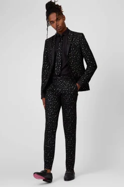 Trousers·Party Trousers|Twisted Tailor Farrow Skinny Fit Black Polka Dot Tuxedo Trousers