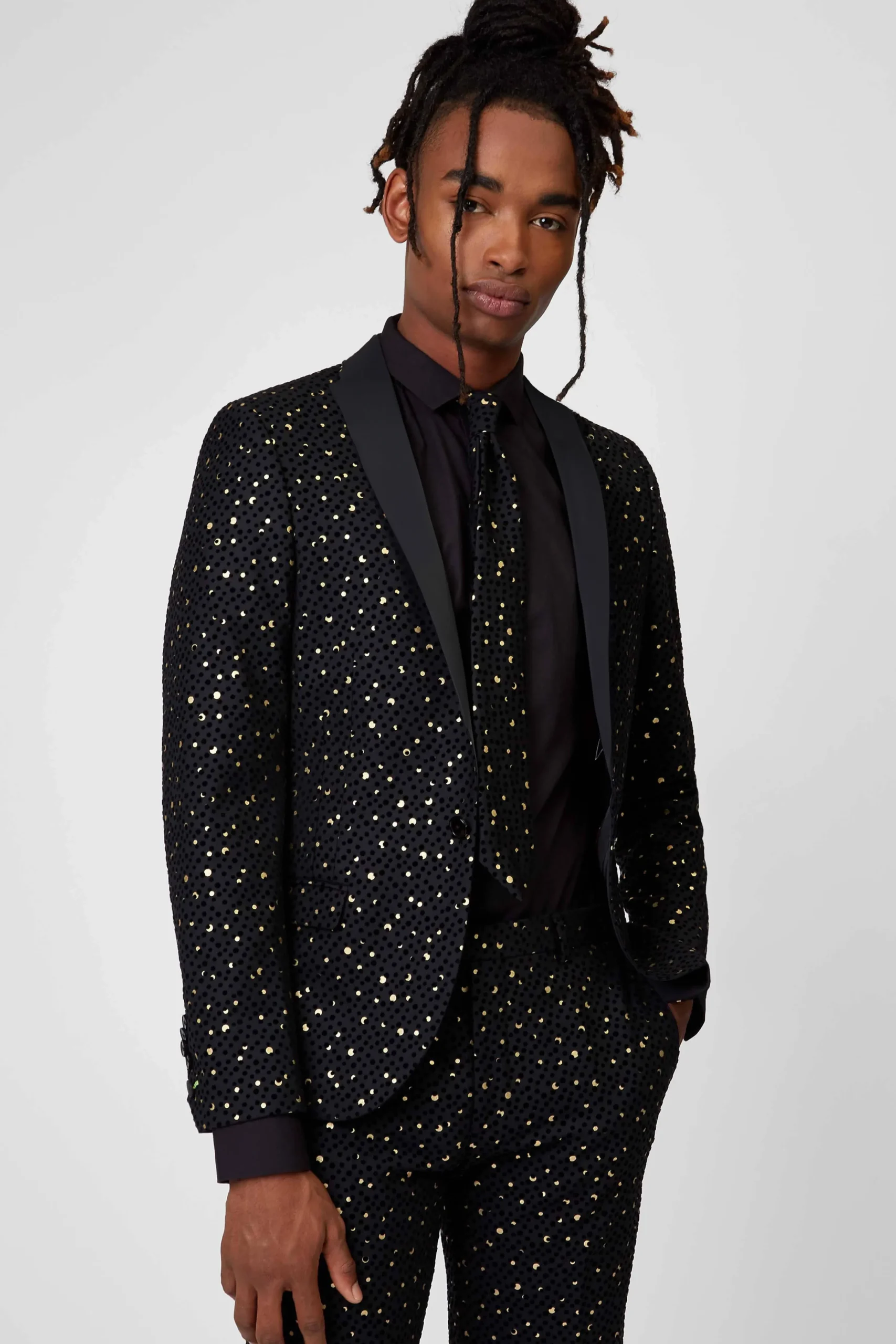 Style·Tuxedos|Style·Icons|Twisted Tailor Farrow Skinny Fit Black Polka Dot Tuxedo Suit