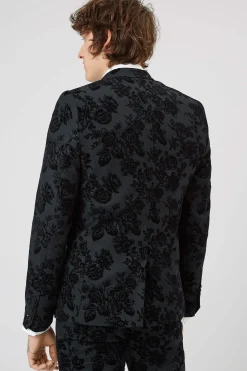 Jackets·Floral Jackets|Twisted Tailor Fleet Skinny Fit Black Floral Tuxedo Jacket