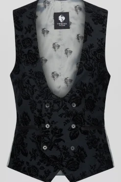 Waistcoats|Twisted Tailor Fleet Skinny Fit Black Floral Tuxedo Waistcoat