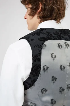 Waistcoats|Twisted Tailor Fleet Skinny Fit Black Floral Tuxedo Waistcoat