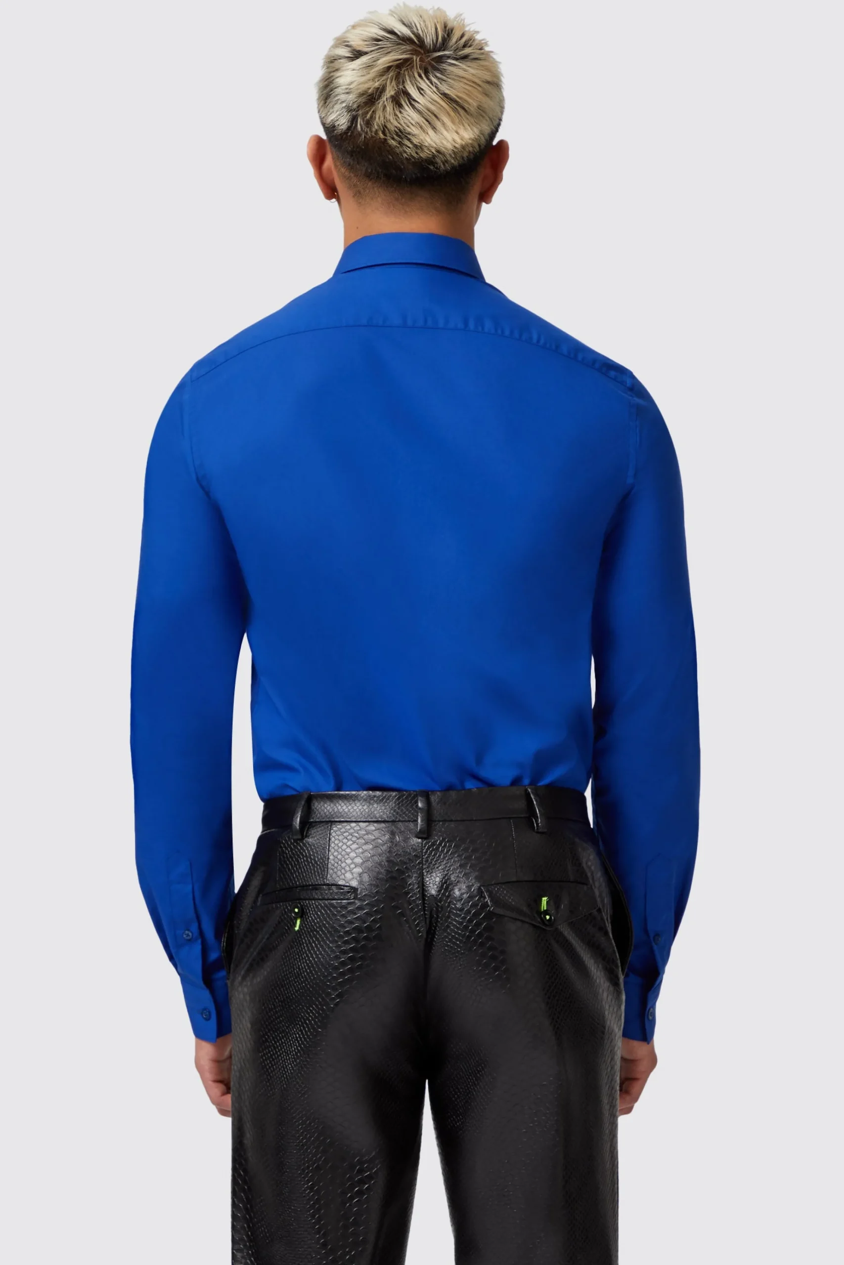 Style·Patterned Shirts|Style·Plain Shirts|Twisted Tailor Form Skinny Fit Blue Lace Panel Shirt