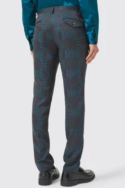 Style·3 Piece Suits|Occasion·Wedding Suits|Twisted Tailor Garland Skinny Fit Black Green Check Suit
