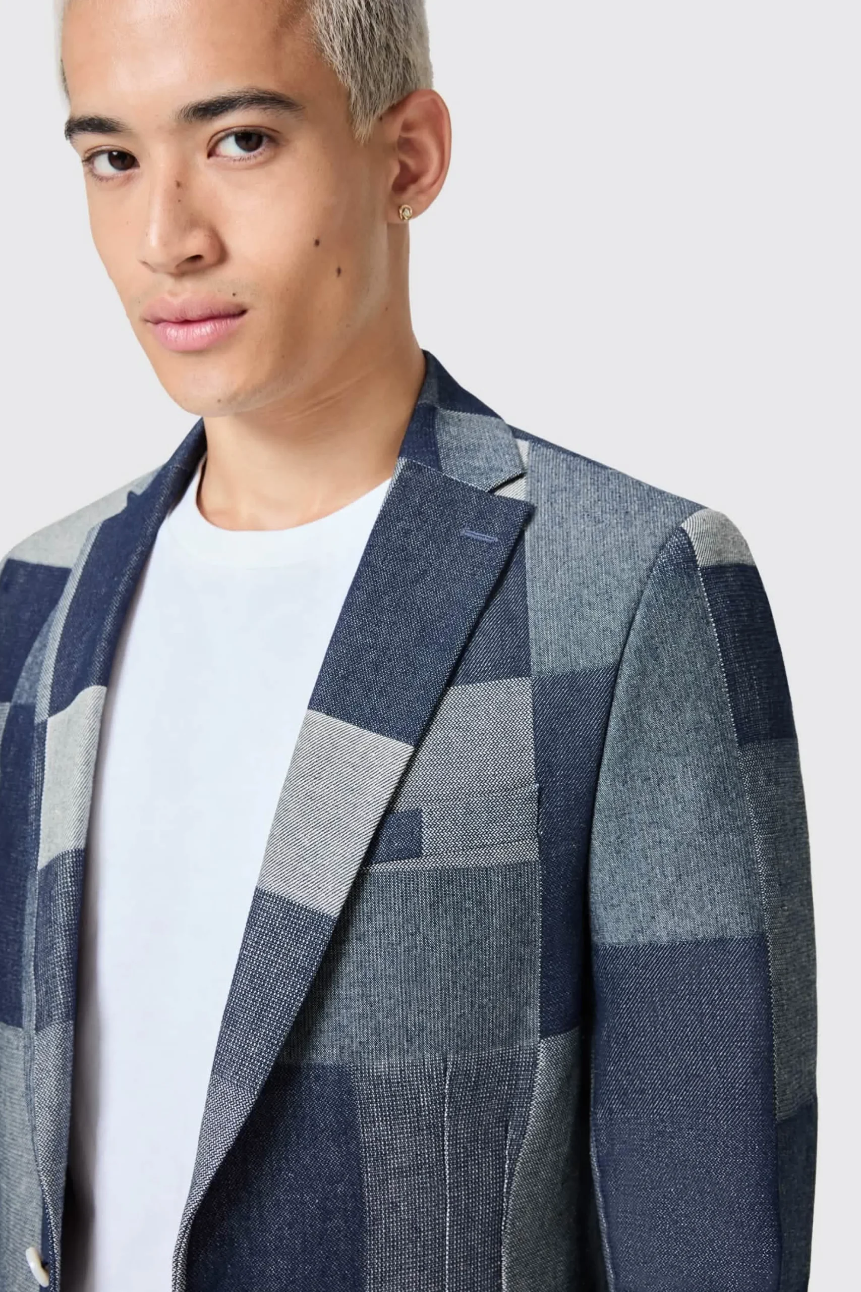 Jackets·Casual Jackets|Jackets·Party Jackets|Twisted Tailor Gasly Slim Fit Blue Denim Patch Jacket