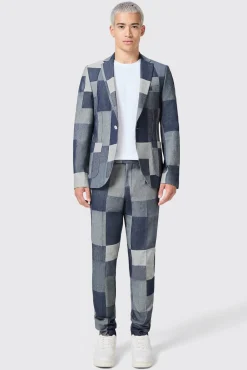 Jackets·Casual Jackets|Occasion·Party Suits|Twisted Tailor Gasly Slim Fit Blue Denim Patch Suit