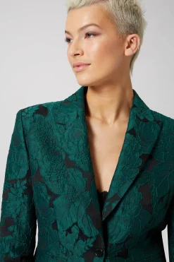 Woman|Twisted Tailor Gillian Skinny Fit Green Floral Jacket