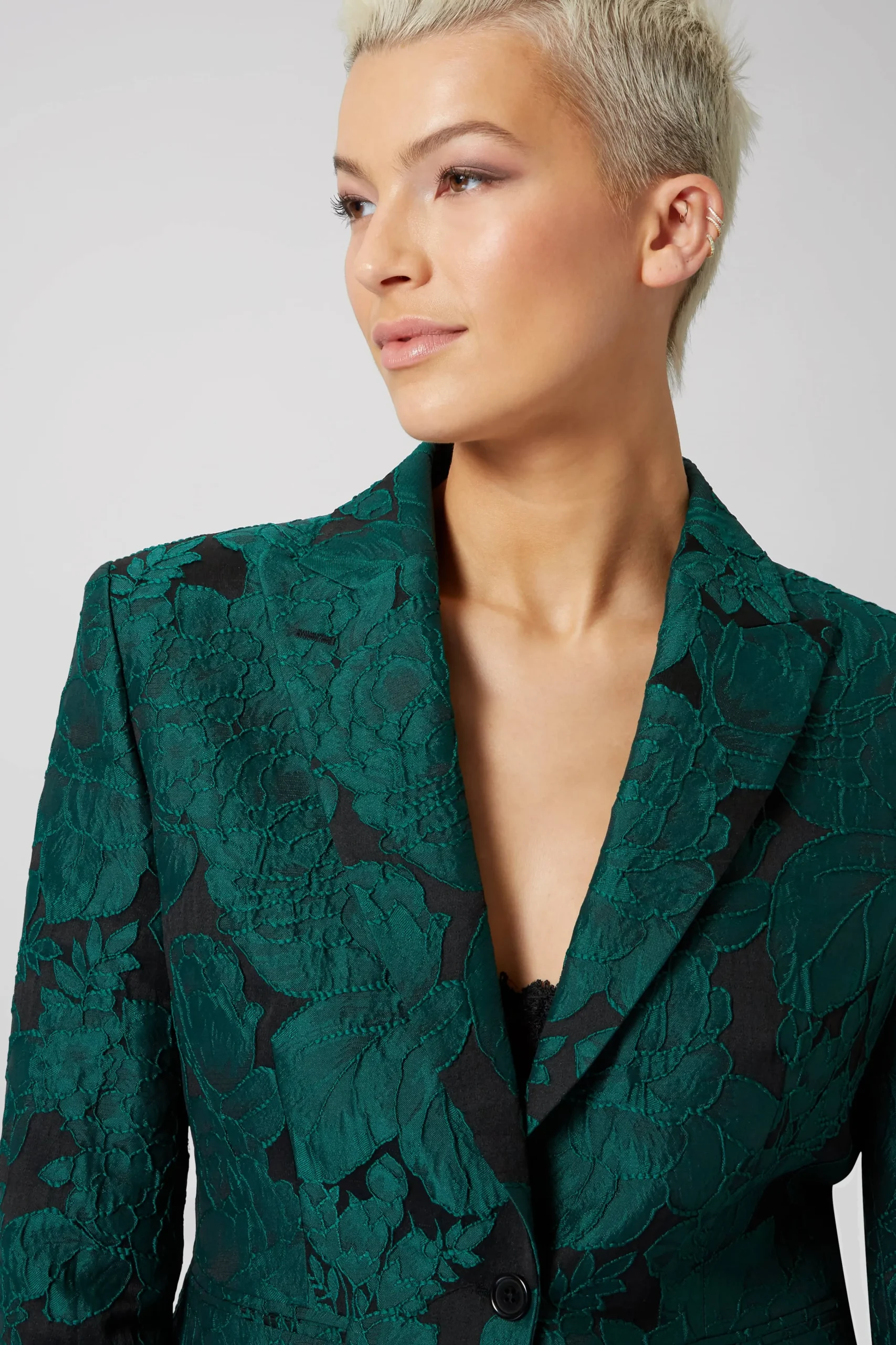 Woman|Twisted Tailor Gillian Skinny Fit Green Floral Jacket