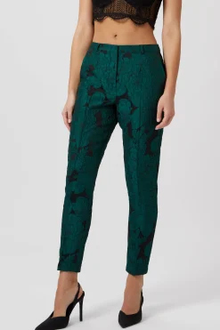 Woman|Twisted Tailor Gillian Skinny Fit Green Floral Trousers