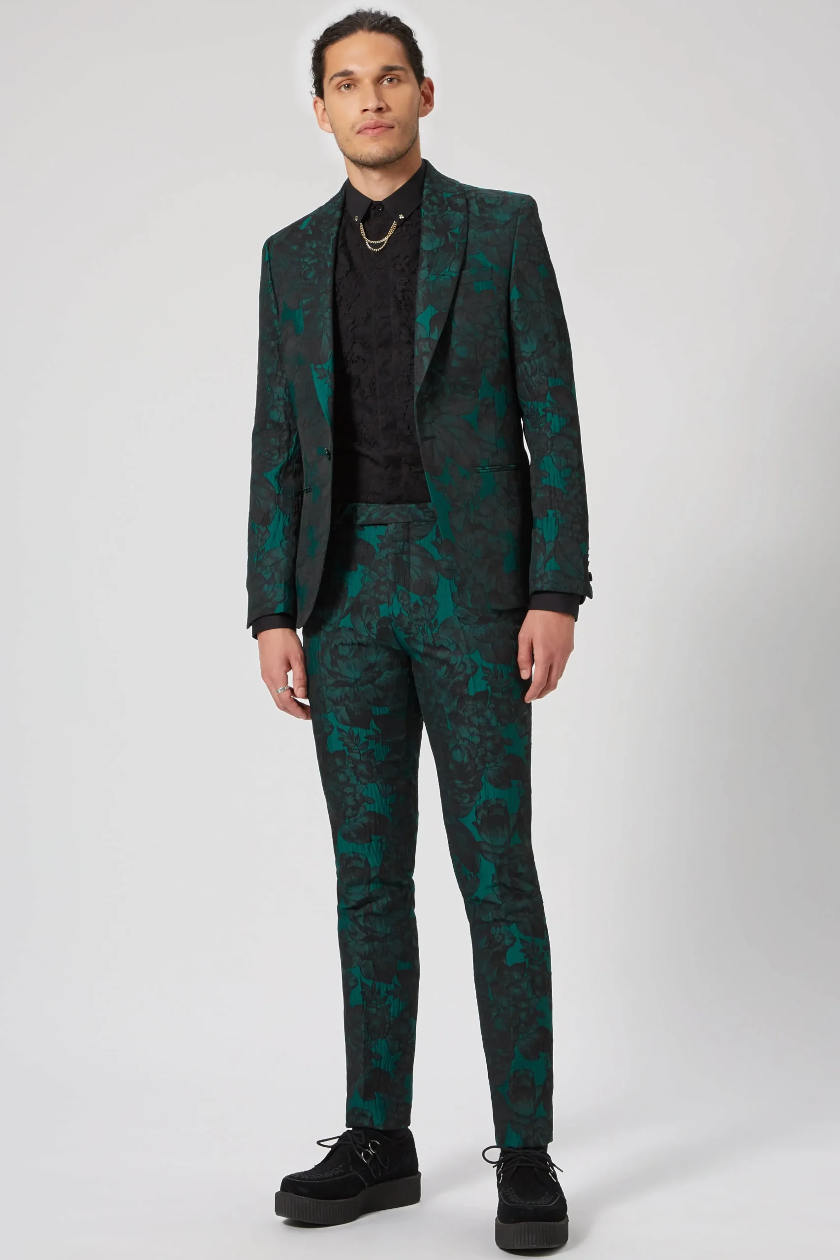 Trousers·Floral Trousers|Twisted Tailor Gilmour Skinny Fit Green Floral Trousers