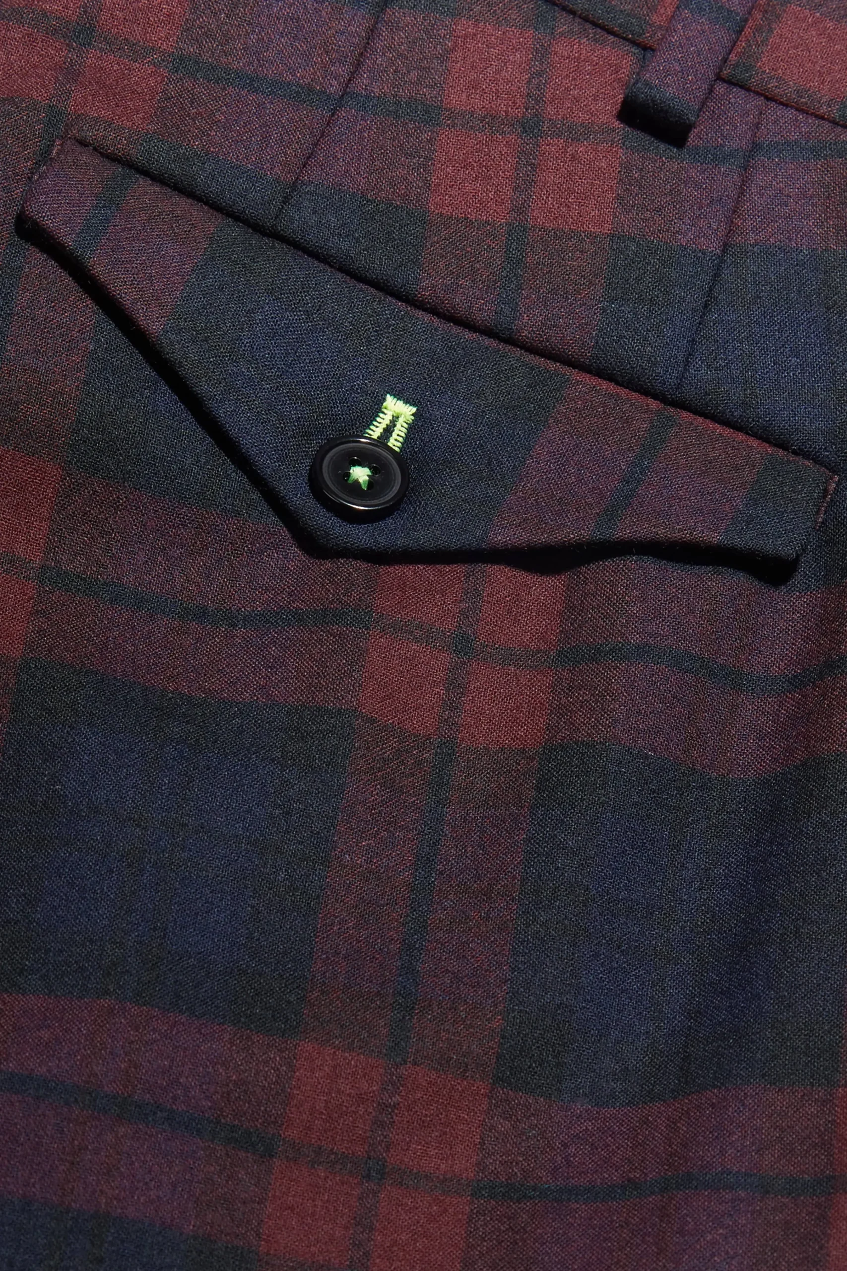 Trousers·Casual Trousers|Trousers·Party Trousers|Twisted Tailor Ginger Skinny Fit Burgundy Tartan Trousers