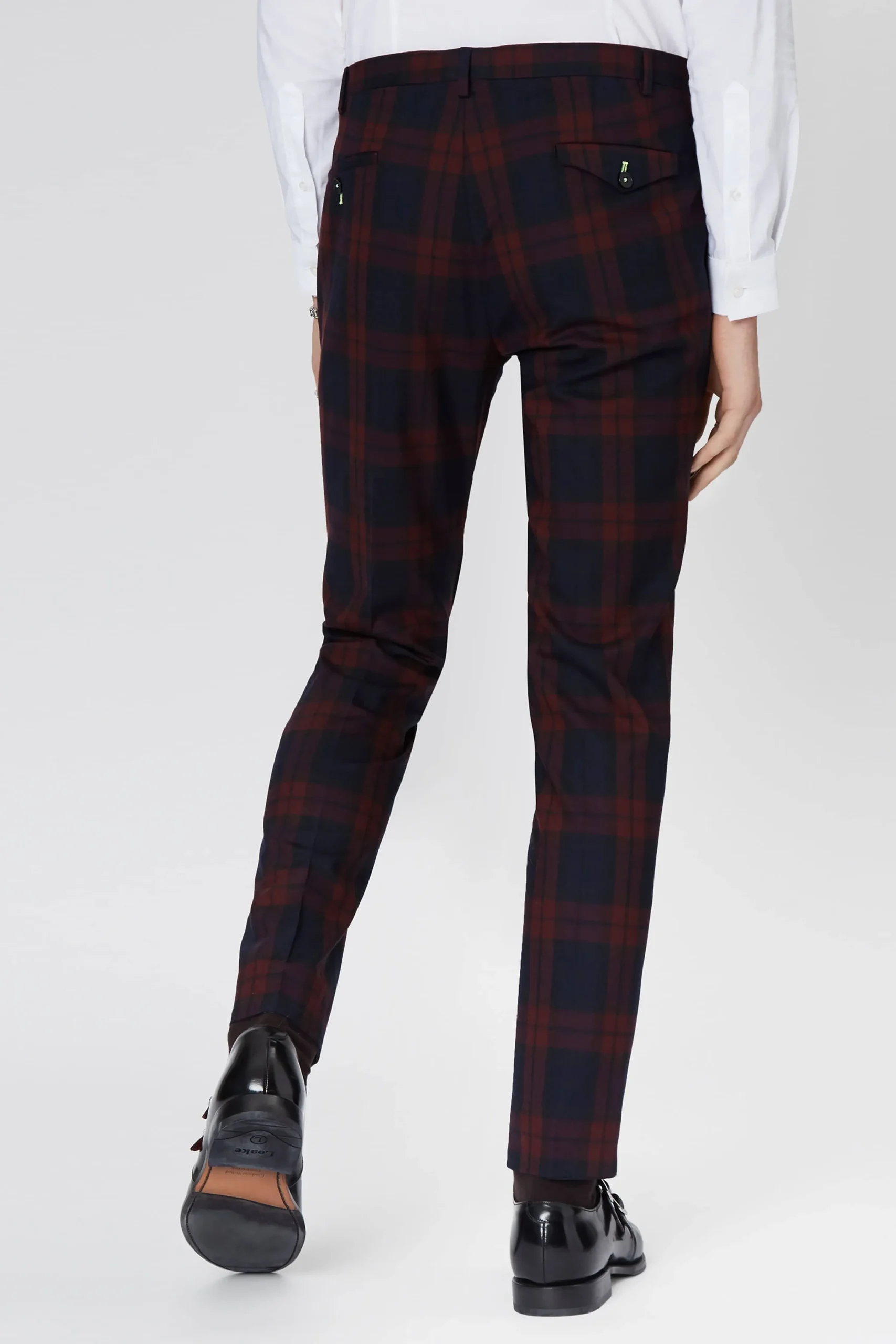 Trousers·Casual Trousers|Trousers·Party Trousers|Twisted Tailor Ginger Skinny Fit Burgundy Tartan Trousers